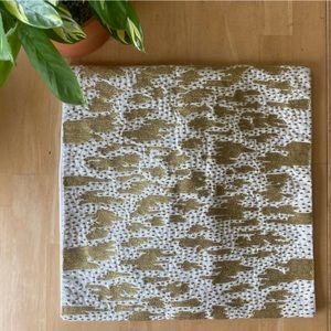 NWOT West Elm Throw Pillow Cover 15"x15" Gold Embroidery, White/Cream/Metallic